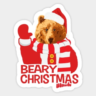 Beary Christmas Funny Bear Santa Claus Sticker